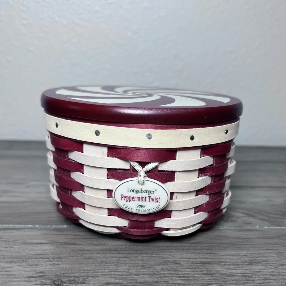Longaberger 2009 Peppermint Twist Tree Trimming Basket‎ Combo 11th yr Collection